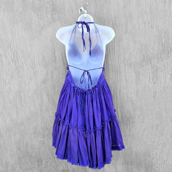 NWOT RARE Free People 100 Degree Halter Mini Dress Regency Purple Size M - Picture 3 of 8